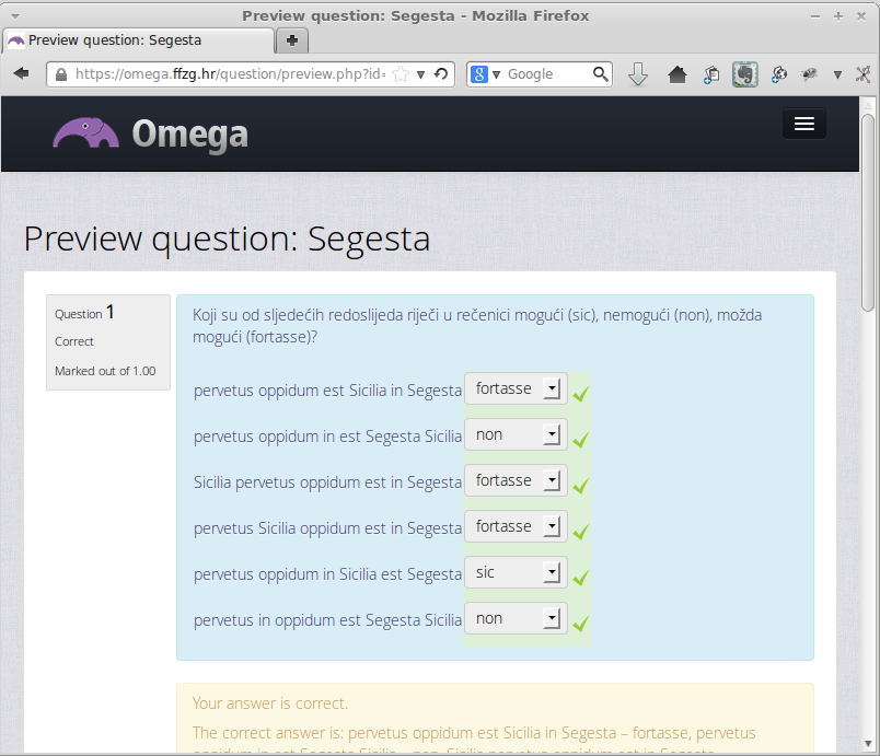 Segesta - matching possible word orders